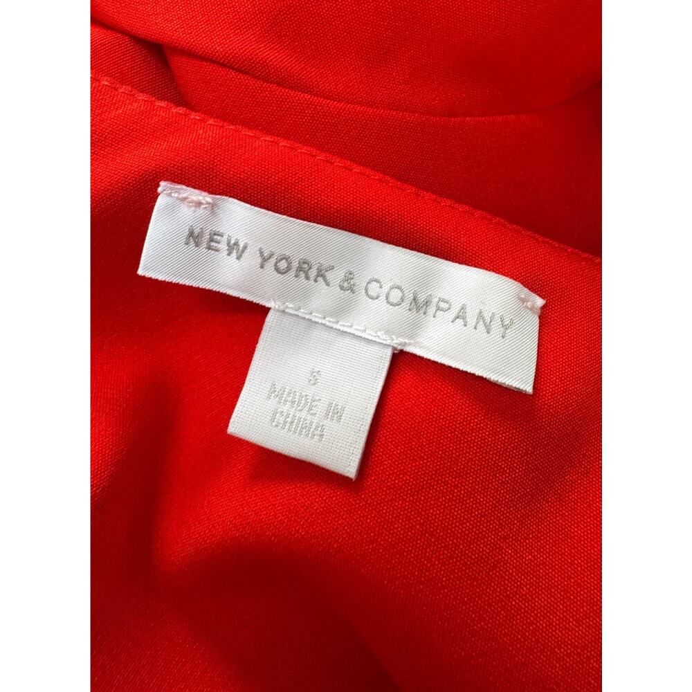 NY&CO Avant Garde Layered Ruffled Asymmetrical Hem Red Peplum Tunic Top S/M - Picture 5 of 5